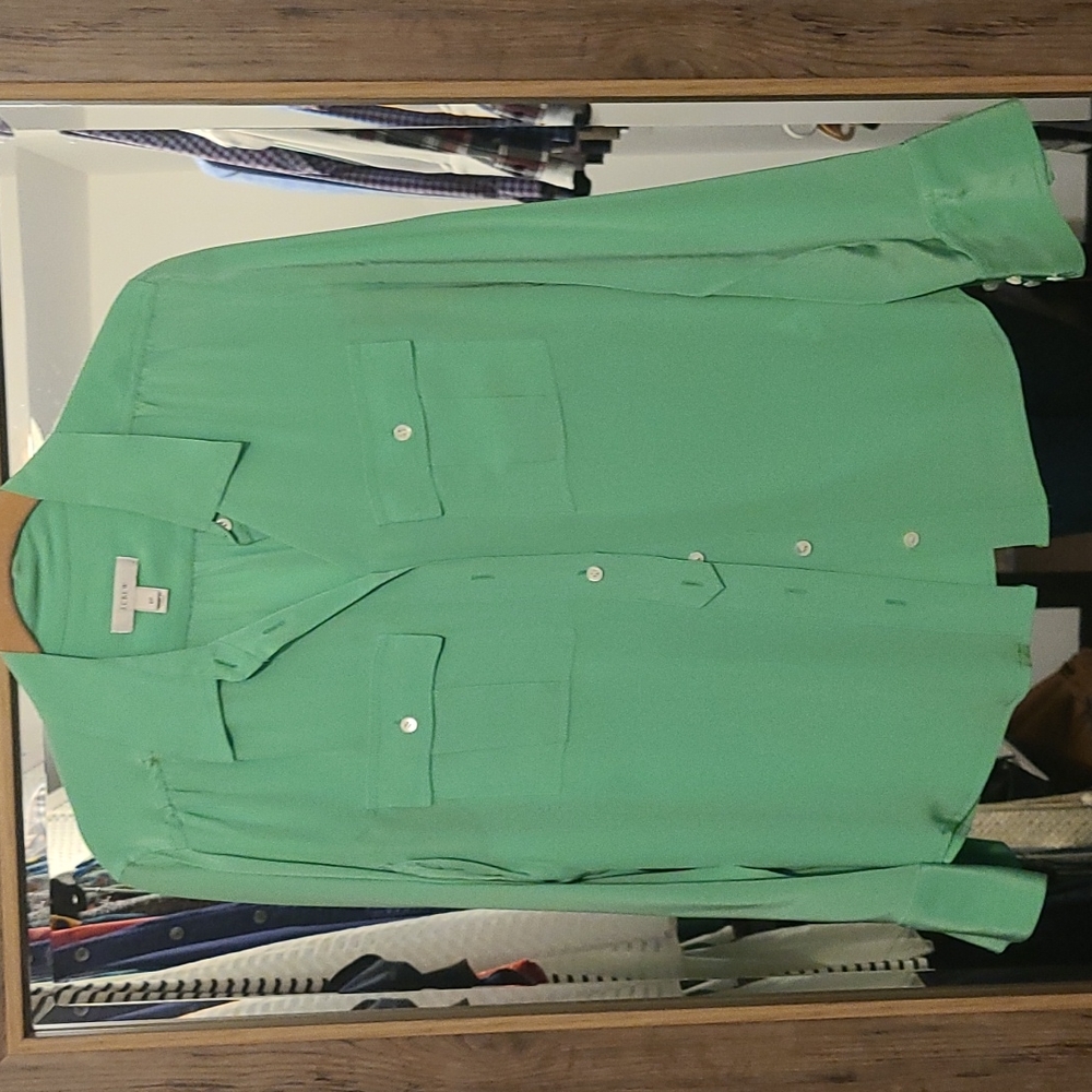 Lime green silk J Crew Shirt